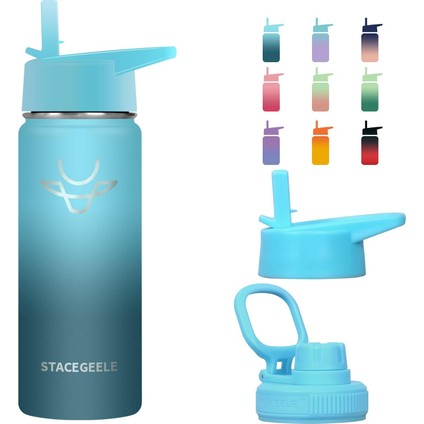 ，，çocuk Yalıtımlı Vakumlu Su Şişesi Hasır Kapaklı Paslanmaz Çelik Su Şişesi Erkekler ve Kızlar Için Sızdırmaz Hafif Çevre Dostu (550ML) (Yurt Dışından) fiyatları