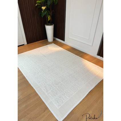 Patiska Yıkanabilir Kaymaz Dekoratif Spiral Desen Pamuk Bukle Kilim