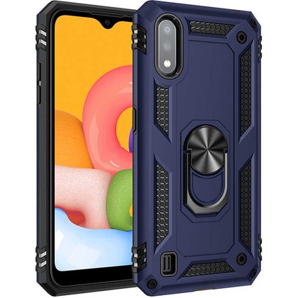 - Samsung Galaxy A01 - Kılıf Yüzüklü Zırh Tank Vega Kapak - Gold - T11896