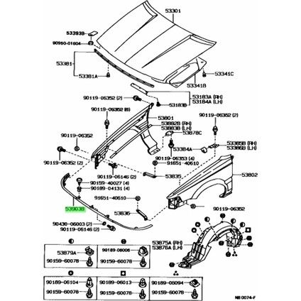 Far Alt Çıtası Corolla Ae-1992 (1 Adet) (Oem No: 53903-12030)