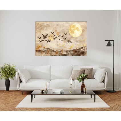 Dekoratif Kuşlar ve Ay Kanvas Tablo fiyatları