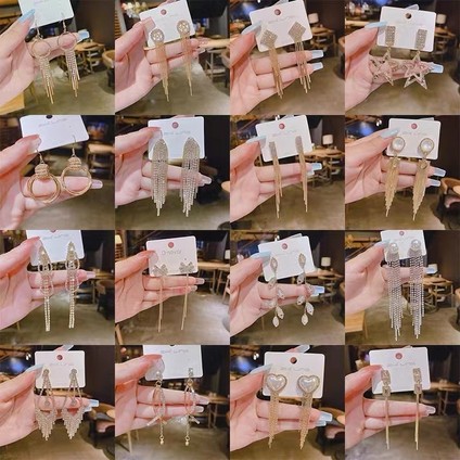 üst Düzey ve Atmosferik Internet Ünlü Mizaç Küpeleri Avrupa ve Amerikan Modası Abartılı Elmas Taklidi Uzun Püskül Küpeler (Yurt Dışından) modelleri