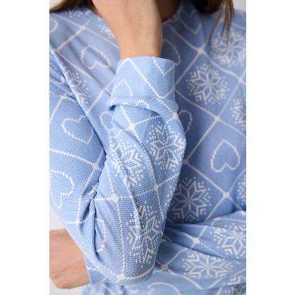 Winter Love Termal Mavi Pantolon Pijama Takımı modelleri
