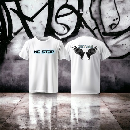 Özel No Stop Kanat Tasarımlı Hem Ön Hem Arka Baskılı Handmade Exclusıve Beyaz T-Shirt Tişört fiyatları