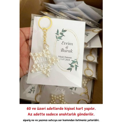 15 Adet Sade Kartlı Zincirli Inci Yıldız Anahtarlık - Kına Hediyelik - Nikah Hediyelik - Bride fırsatları