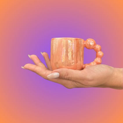 Inci Tozu Mercan Renk Seramik Fincan