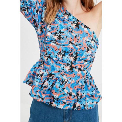 Moda Devrik Yaka Dokuma Regular Çiçekli Desen Casual Günlük Regular Kısa Kol Bluz fiyatları