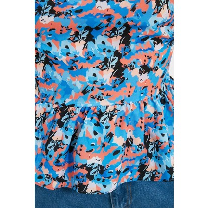 Moda Devrik Yaka Dokuma Regular Çiçekli Desen Casual Günlük Regular Kısa Kol Bluz fırsatları