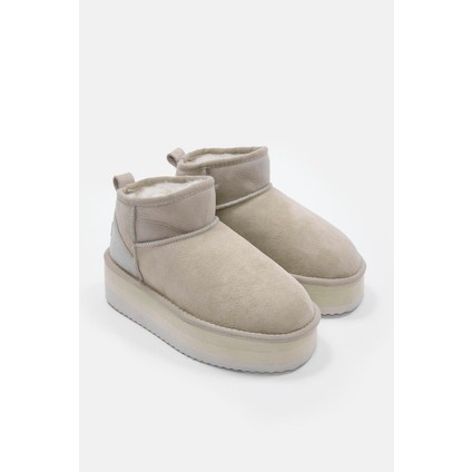 Maja Bej Deri Içi Gerçek Kürklü Bot indirimleri