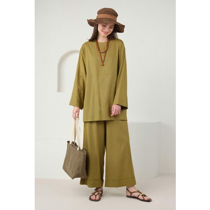 Keten Basic Tunik Olive