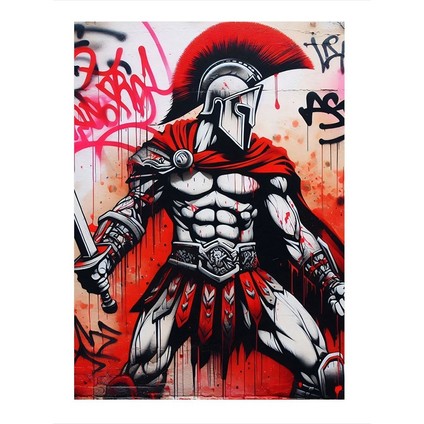 Zırhlı Spartalı Modern Ahşap Tablo 35cm X50cm