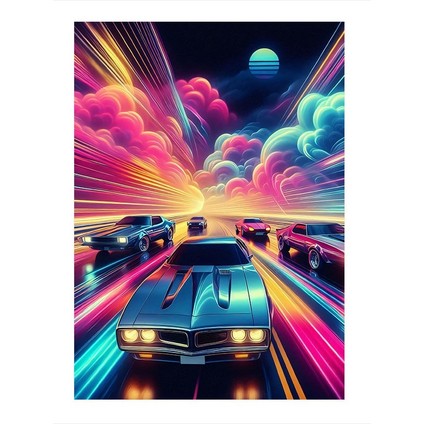 Renkli Gece Arabası Modern Mdf Tablo 35cm X50cm