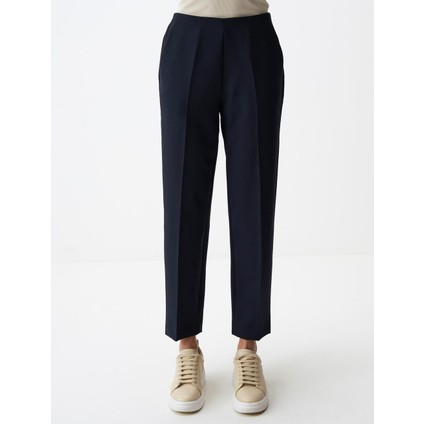 Lacivert Yüksek Bel Kısa Kumaş Pantolon modelleri