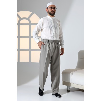 Erkek Rahat Kesim Beli Lastikli Cepli Hac ve Umre Kumaş Şalvar Pantolon - Toprak Rengi (Isr) fiyatları