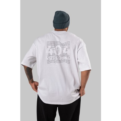 404 Not Found Arka Baskılı Beyaz Oversize T-Shirt Erkek Kadın Bisiklet Yaka indirimleri
