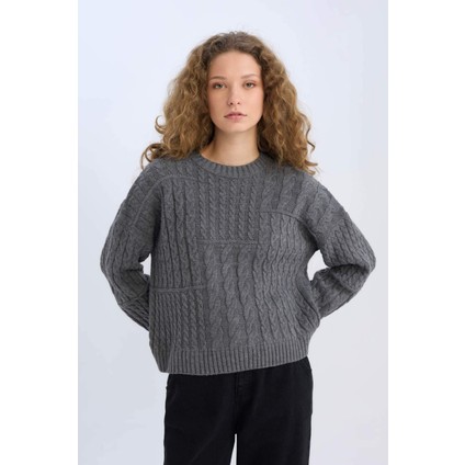 Coool Oversize Geniş Kalıp Bisiklet Yaka Triko Kazak E2319AX24CW modelleri