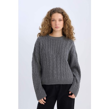 Coool Oversize Geniş Kalıp Bisiklet Yaka Triko Kazak E2319AX24CW fırsatları