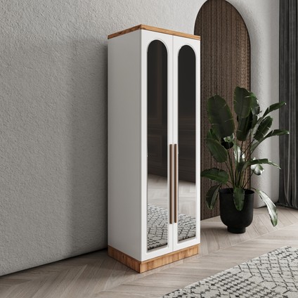 Ücretsiz Montaj - %100 MDF Rosa 2 Kapaklı Aynalı Gardırop - MDF Dolap - Elbise Dolabı
