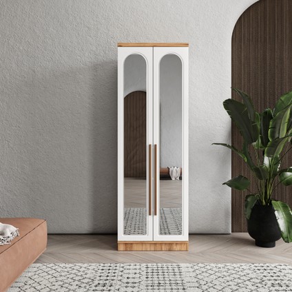 Ücretsiz Montaj - %100 MDF Rosa 2 Kapaklı Aynalı Gardırop - MDF Dolap - Elbise Dolabı fiyatları