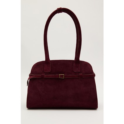 SÜET KEMERLİ ÇANTA BORDO