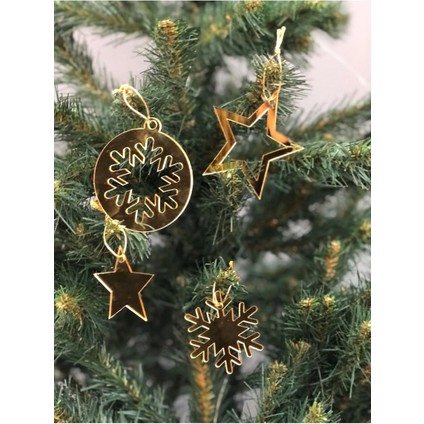 4 Adet Gold Pleksi Yılbaşı Çam Ağacı Süsü