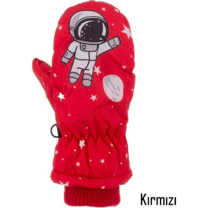 Astronot Tek Parmaklı Su Geçirmez Çocuk Kar Eldiveni Bebek Kar Eldiveni (2-5 Yaş)