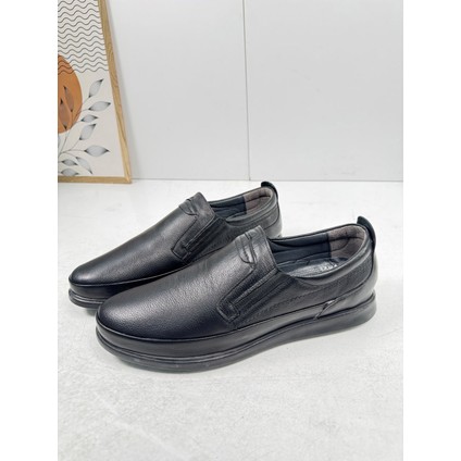 Günlük Siyah Erkek Içi Dışı Deri Makosen Bağcıksız Kışlık Casual Ayakkabı 155