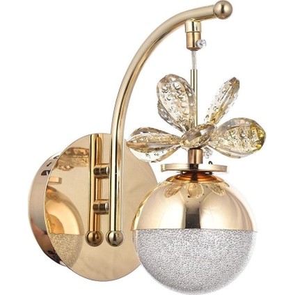 A+ Lu x ury LED Aplik Modern Kristal Kelebek Taşlı Ledli Duvar Aplik Gold Sarı