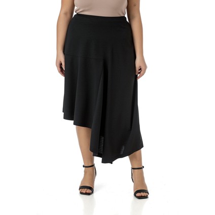 Büyük Beden Asimetrik Kesim Fermuar Kapamalı Siyah Etek fiyatları