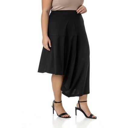 Büyük Beden Asimetrik Kesim Fermuar Kapamalı Siyah Etek fırsatları