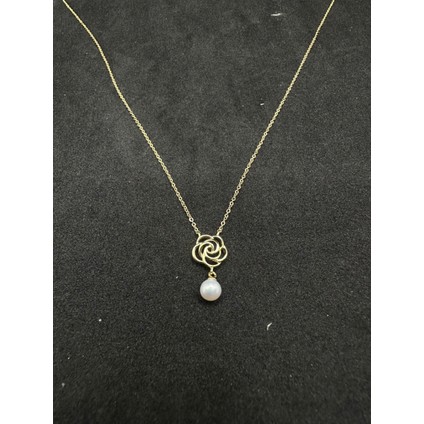 Ithal Incili Içi Boş Gül Gümüş Kadın Kolye