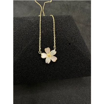 Ithal Taşlı Sedefli Çiçek Gümüş Kadın Kolye