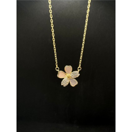 Ithal Taşlı Sedefli Çiçek Gümüş Kadın Kolye modelleri