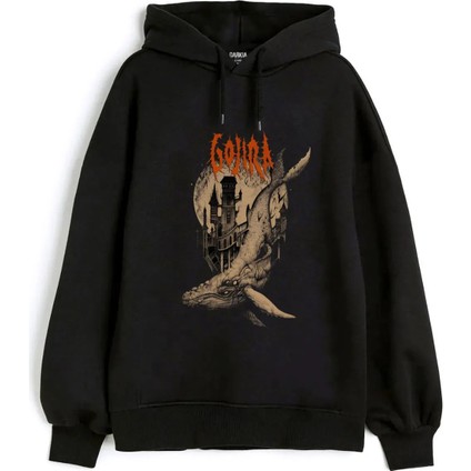 Gojira Progresif Metal Grubu Baskılı Kapşonlu Çift Taraflı Siyah 3 Ip Sweatshirt Hoodie