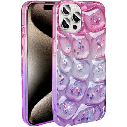 Apple iPhone 15 Pro Max Kılıf Simli 3D Desenli Zore Hacar Kapak-Beyaz modelleri