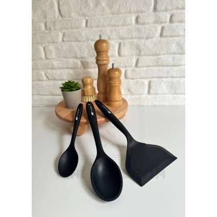 Yeninesilevim Silikon Mini ve Normal Kaşık Geniş Uçlu Köfte Spatulası Isıya Dayanıklı Yanmaz Yapışmaz Sert Uçlu