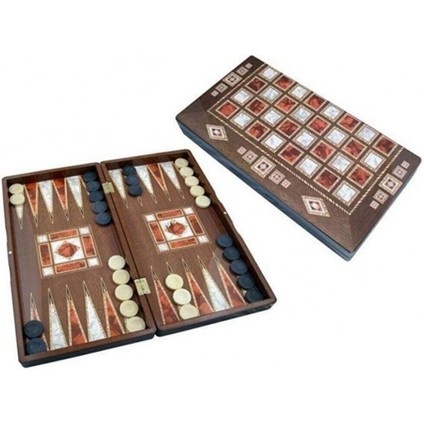 Star Polyester Kaplama Tavla Oyun Takımı Şık Desenli Ahşap Tasarım 2 Parça