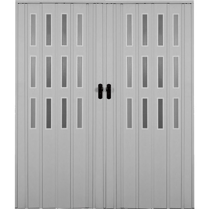 Beyaz Renkli 3 Sıra Camlı 12 mm - Çift Kanat - En 144 cm * Boy 200 cm Akordiyon Kapı