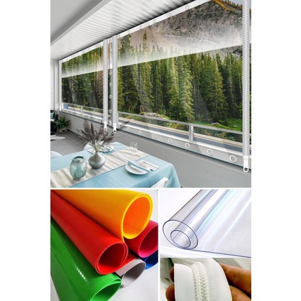390X690 cm Fermuarlı Şeffaf Balkon Brandası indirimleri