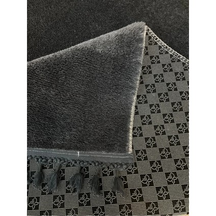 Puffy Antrasit Oval Örgü Saçaklı Peluş Yumuşacık Yıkanabilir Kaymaz Taban Halı Salon Oturma Odası modelleri