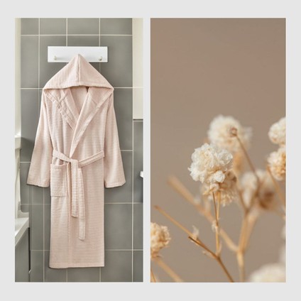 Doğa Mürdüm Bej Kapşonlu Çiftbornoz fiyatları