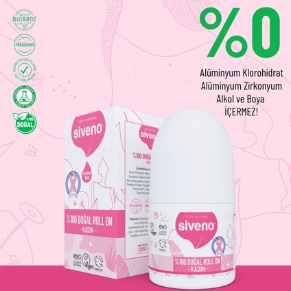 %100 Doğal Roll-On Kadın Deodorant Bitkisel Leke Bırakmayan Vegan 50 ml