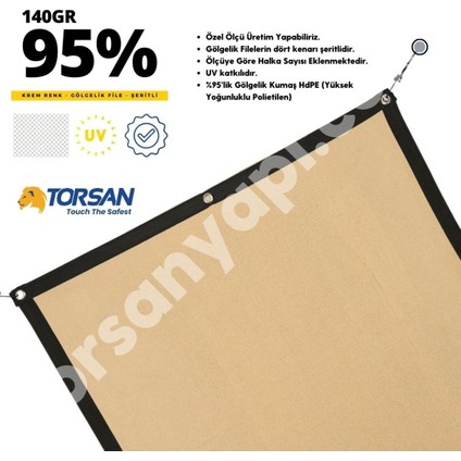 Krem Gölgelik File -95LIK Çit Filesi – Siyah Şeritli Halkalı - 3 Metre x 16 Metre fiyatları