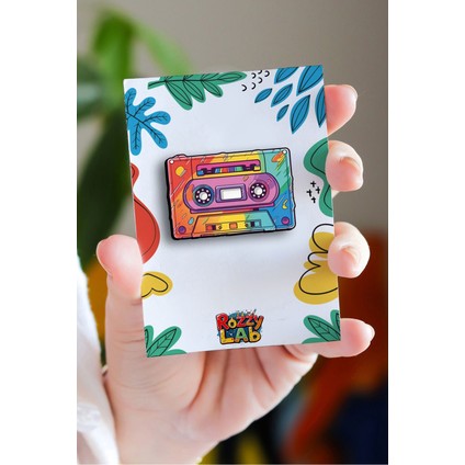 Casette Kaset - Pin - Rozet - Broş - Yaka Çanta Aksesuar