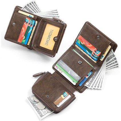 Erkek Kısa Cüzdan Büyük Kapasiteli Kart Yuvası Fermuarlı Kart Tutucu Para Cüzdanı (Yurt Dışından) fiyatları