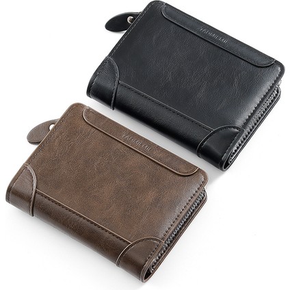 Erkek Kısa Cüzdan Büyük Kapasiteli Kart Yuvası Fermuarlı Kart Tutucu Para Cüzdanı (Yurt Dışından) modelleri