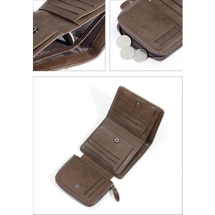 Erkek Kısa Cüzdan Büyük Kapasiteli Kart Yuvası Fermuarlı Kart Tutucu Para Cüzdanı (Yurt Dışından) fırsatları