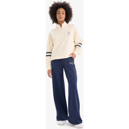 Defacto Fit Oversize Geniş Kalıp Yarım Fermuarlı Slogan Baskılı Sweatshirt Kumaşı Sporcu Sweatshırt D7132Ax25Sp
