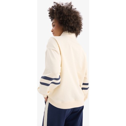 Defacto Fit Oversize Geniş Kalıp Yarım Fermuarlı Slogan Baskılı Sweatshirt Kumaşı Sporcu Sweatshırt D7132Ax25Sp