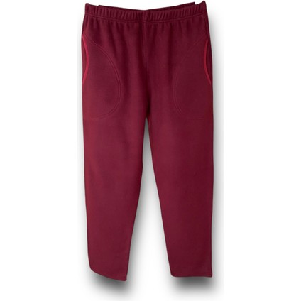 Kadın Bordo Polar Cepli Kışlık Kalın Pijama Altı
